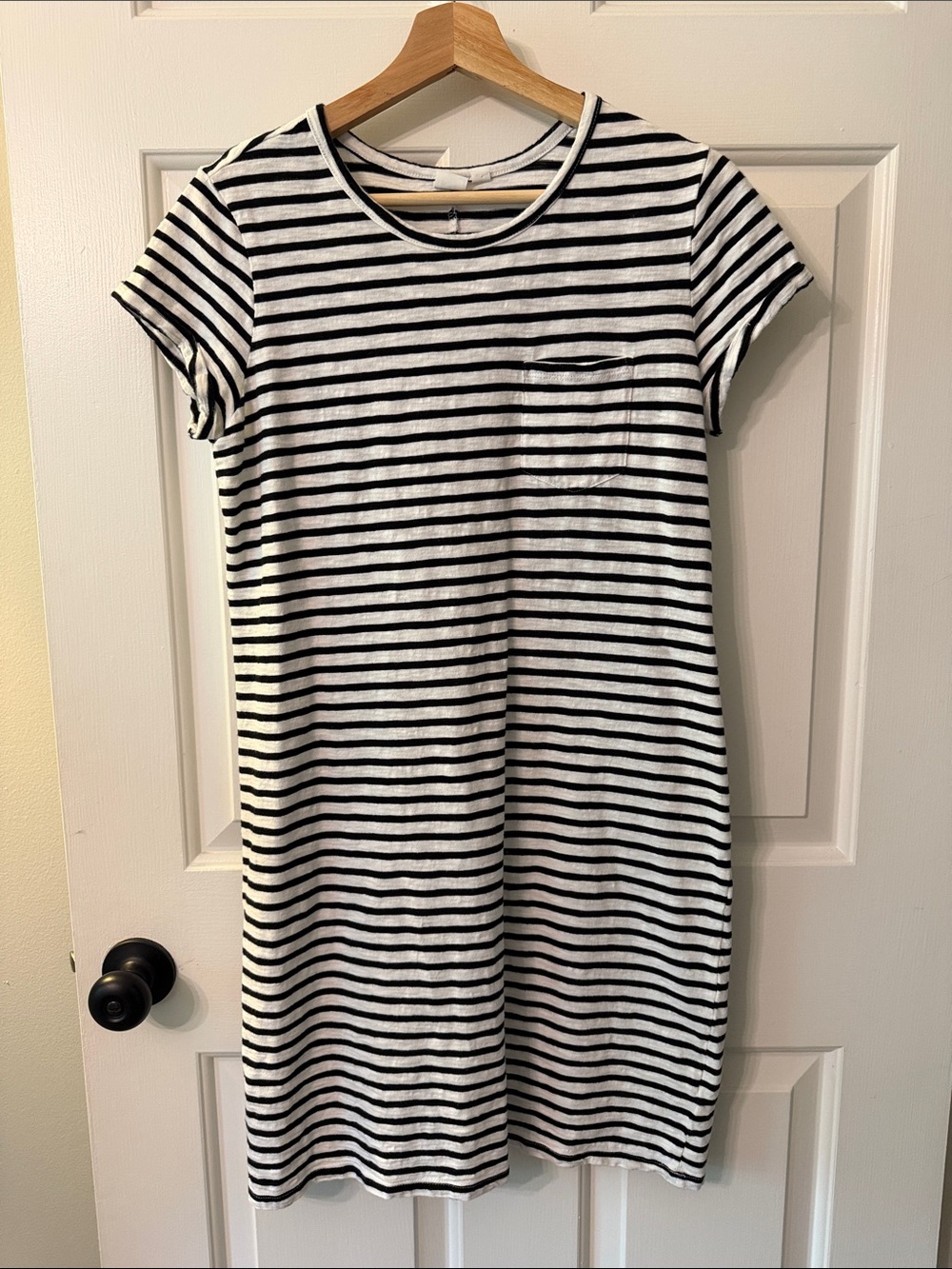 GAP Black & White Striped T-Shirt Dress
